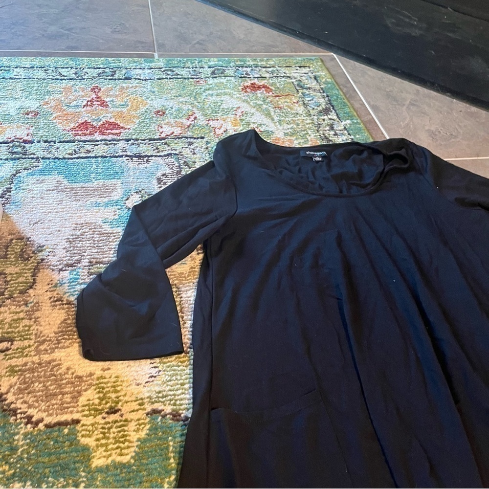 Black oversized Sharagano dress with pockets - Picture 5 of 7
